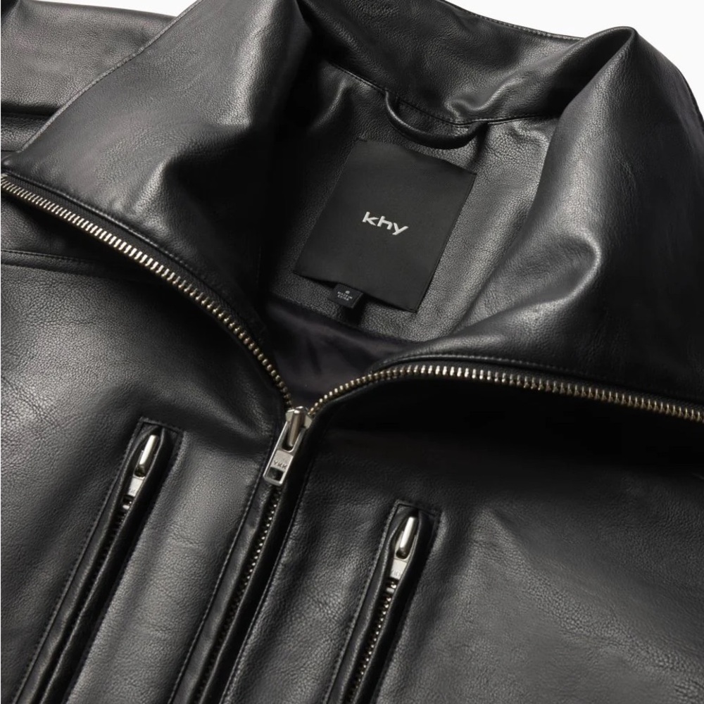 Women's Black Leather Jacket - Picture 8 of 11